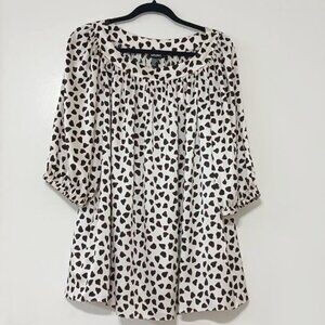 DKNY Silk Blend Blouse Heart Print White/Black/Red Size 14